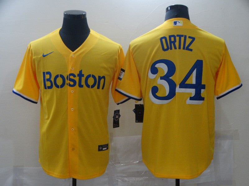 Men's Boston Red Sox David Ortiz #34 Yellow Baseball Jersey
